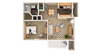 1 Bedroom 1 Bathroom, 680 sq ft, Finch floorplan 1 Bedroom 1 Bathroom, 680 sq ft, Finch floorplan at Bexley Village, Greenwood, IN, 46143